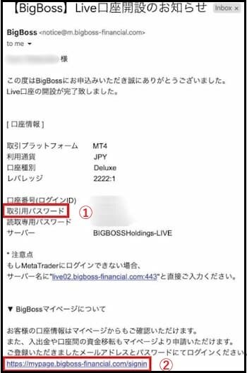 BigBoss口座開設フォームー受取メール