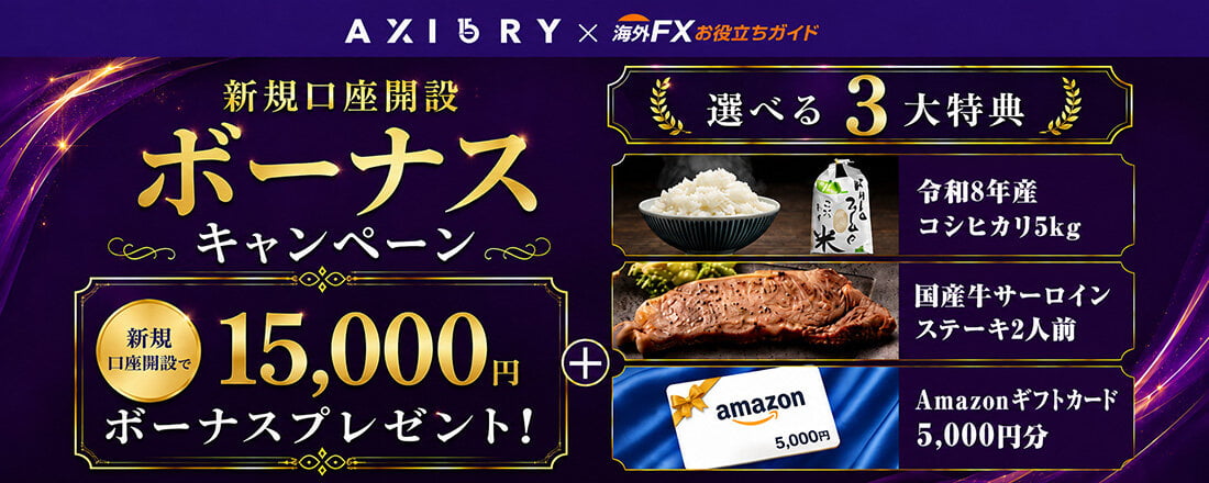 AXIORY(アキシオリー)サイト限定 新規口座開設ボーナスキャンペーン